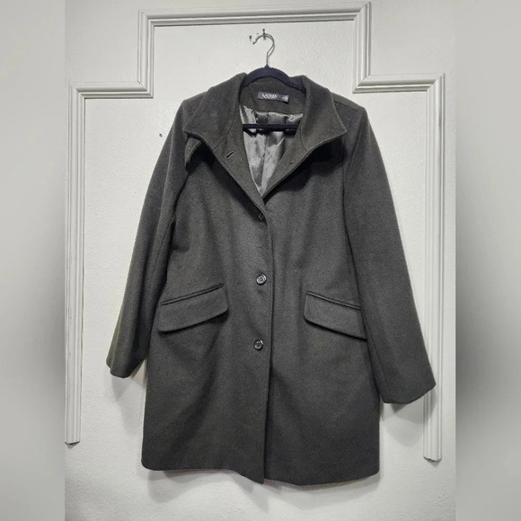 Women's Ralph Lauren Black Label Wool Blend Army Green Coat Size 14 Office Fall - Picture 1 of 9